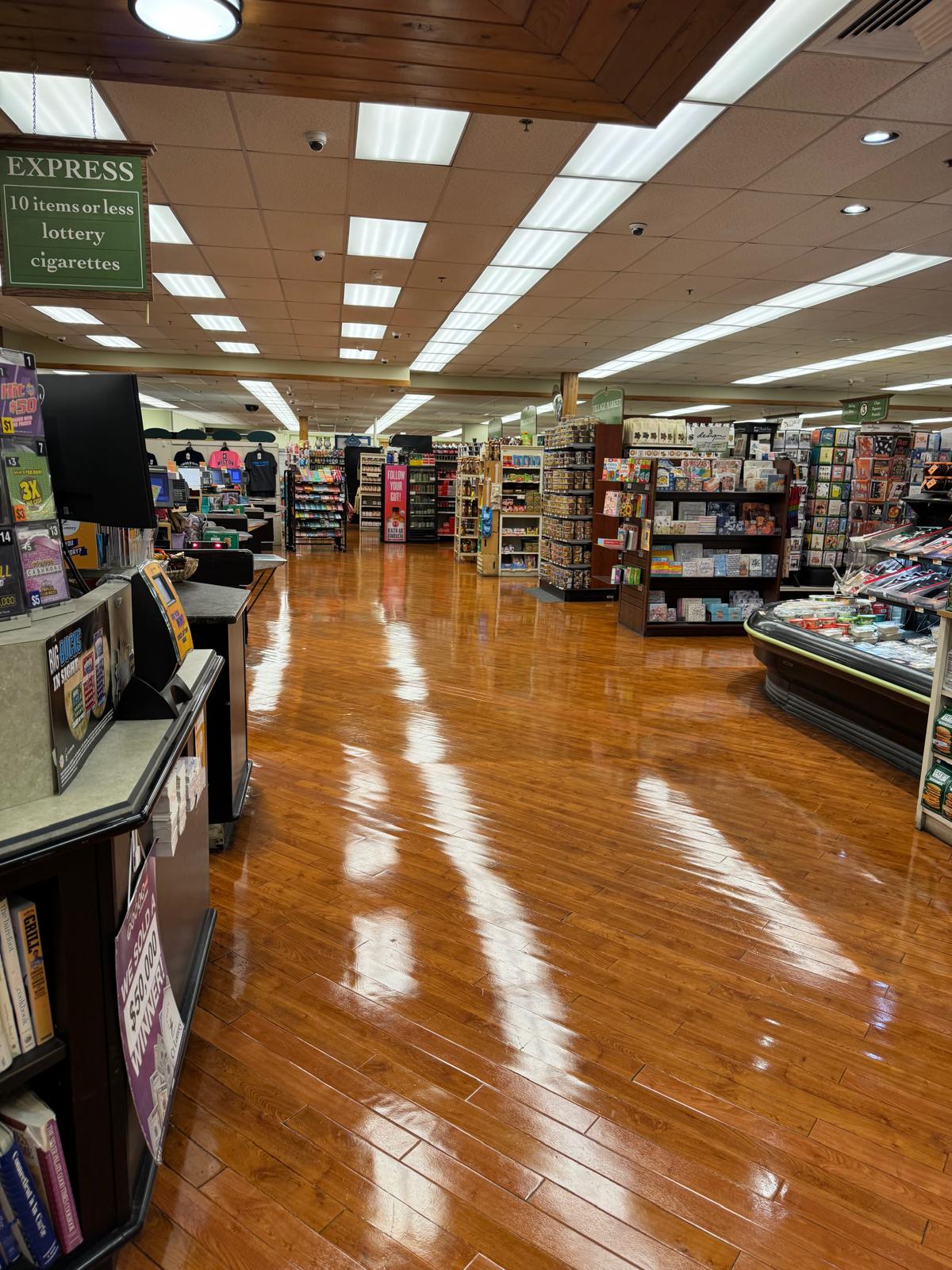 Completed wood floor waxing - high gloss finish